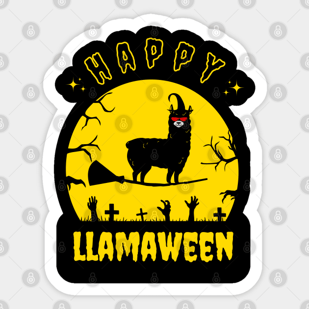 Happy llamaween llama witch Sticker by famatrix